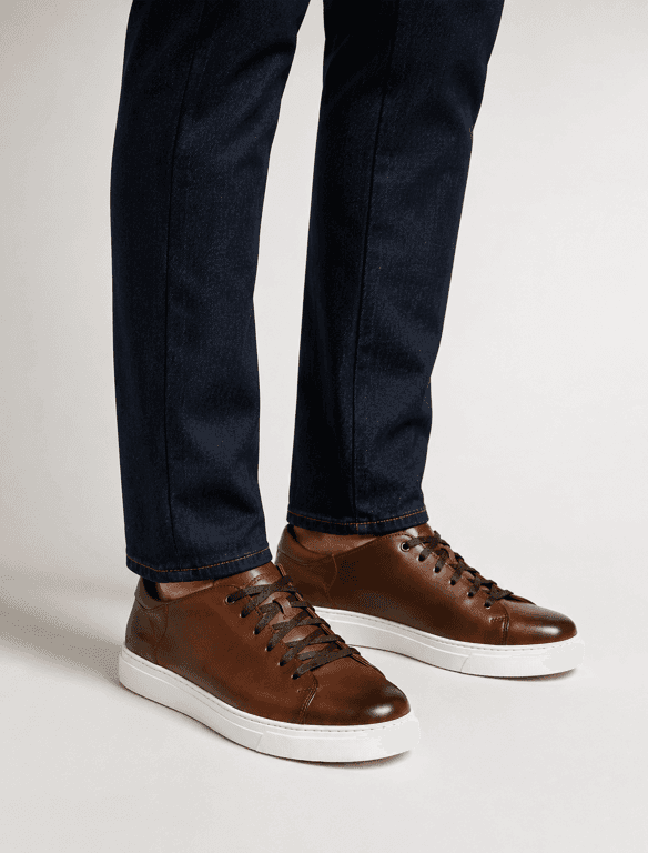 Rich Brown Leather Low-Top Sneakers | Minimalist Italian-Inspired Casual Trainers — view 1