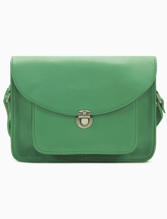Classic Meadow Green Leather Messenger Bag | Vintage Structured Crossbody Satchel — view 1