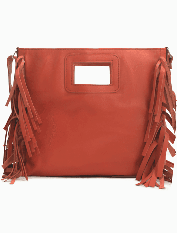 Red Leather Fringe Crossbody Bag | Boho Shoulder Bag — view 1