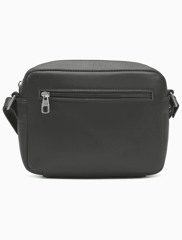 Minimalist Matte Black Camera Bag | Modern Boxy Leather Crossbody — view 1
