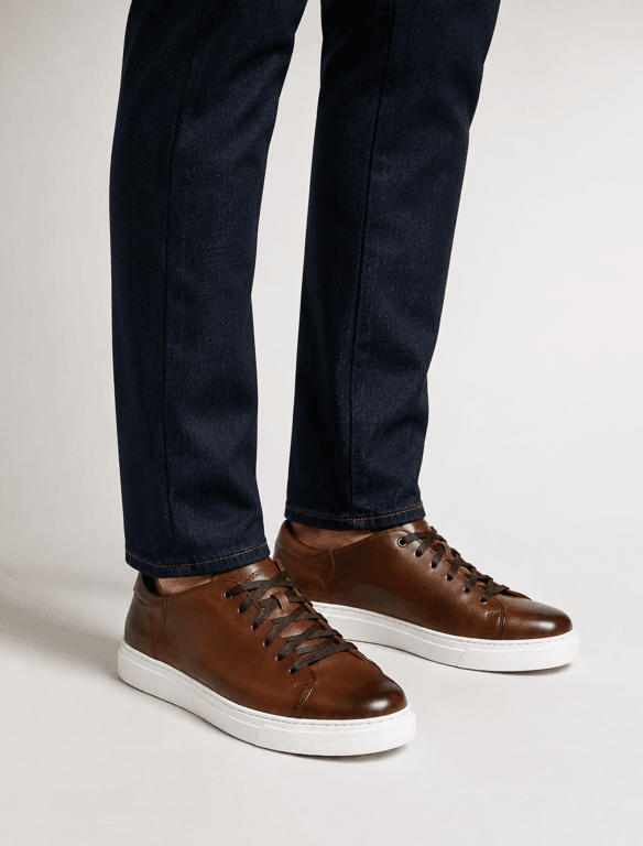 Rich Brown Leather Low-Top Sneakers | Minimalist Italian-Inspired Casual Trainers — view 1
