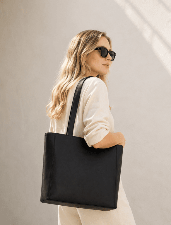 Large Dark Blue Suede Leather Tote Bag | Minimalist Shoulder Bag — view 1