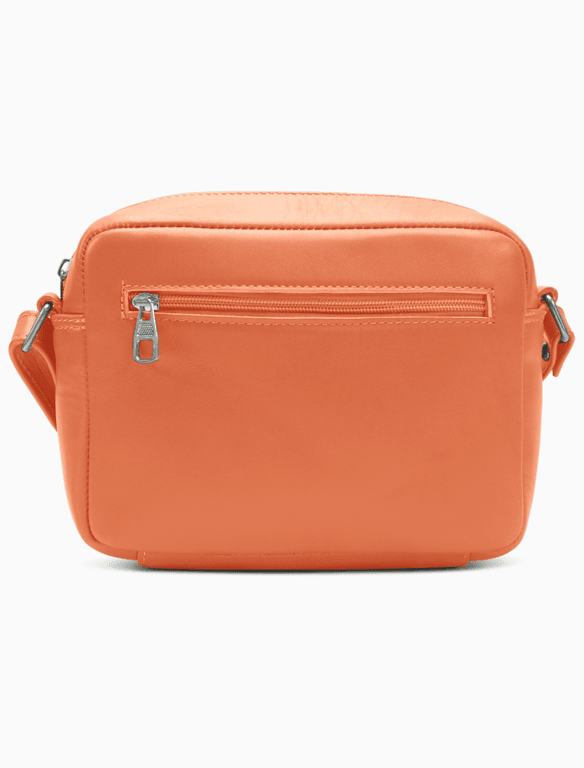 Minimalist Orange Camera Bag | Modern Boxy Leather Crossbody — view 1